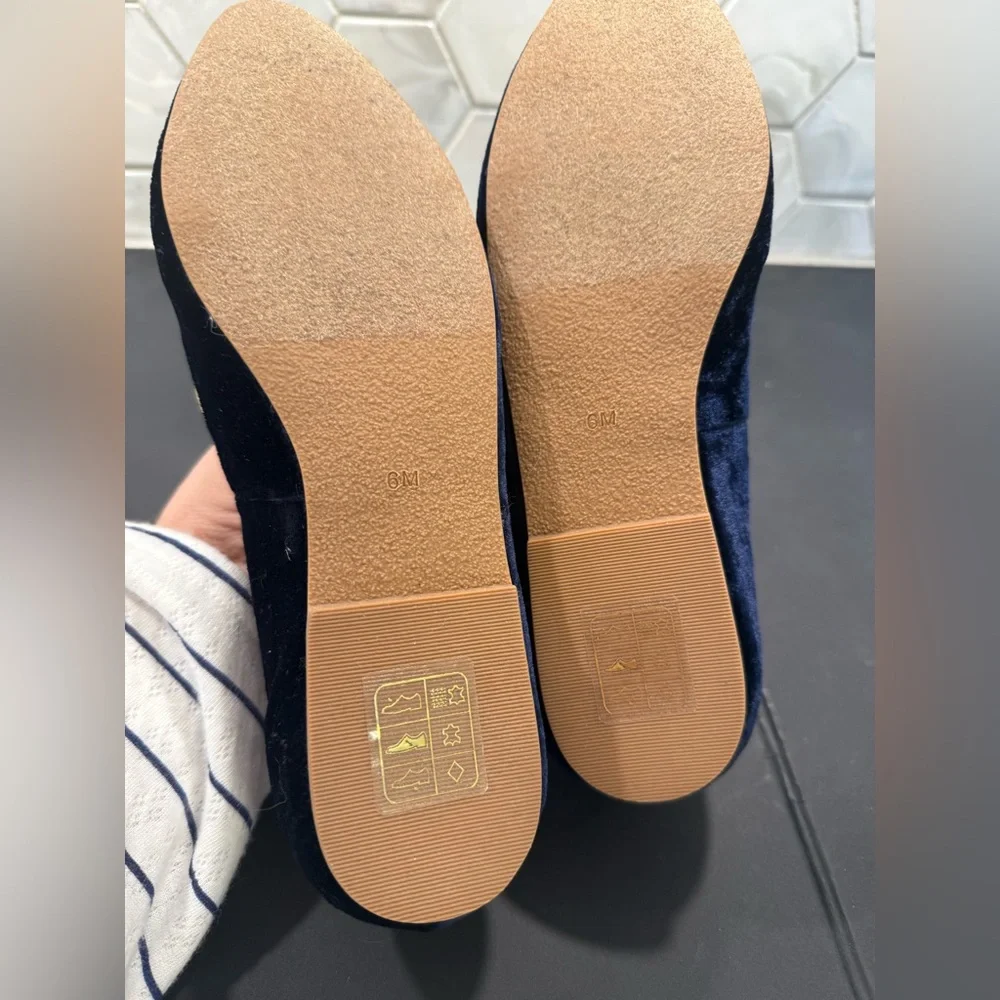 Jack Rogers Jeweled Rondelle Loafer Sz 6 Blue Velvet Rhinestone Pearl Stunning - Picture 6 of 10